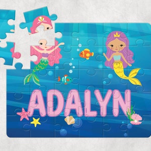 Mermaid Puzzle, Custom Puzzle, Under the Sea, Ocean, Personalized Birthday Gift, Party Favor, Personalized Kids Puzzle