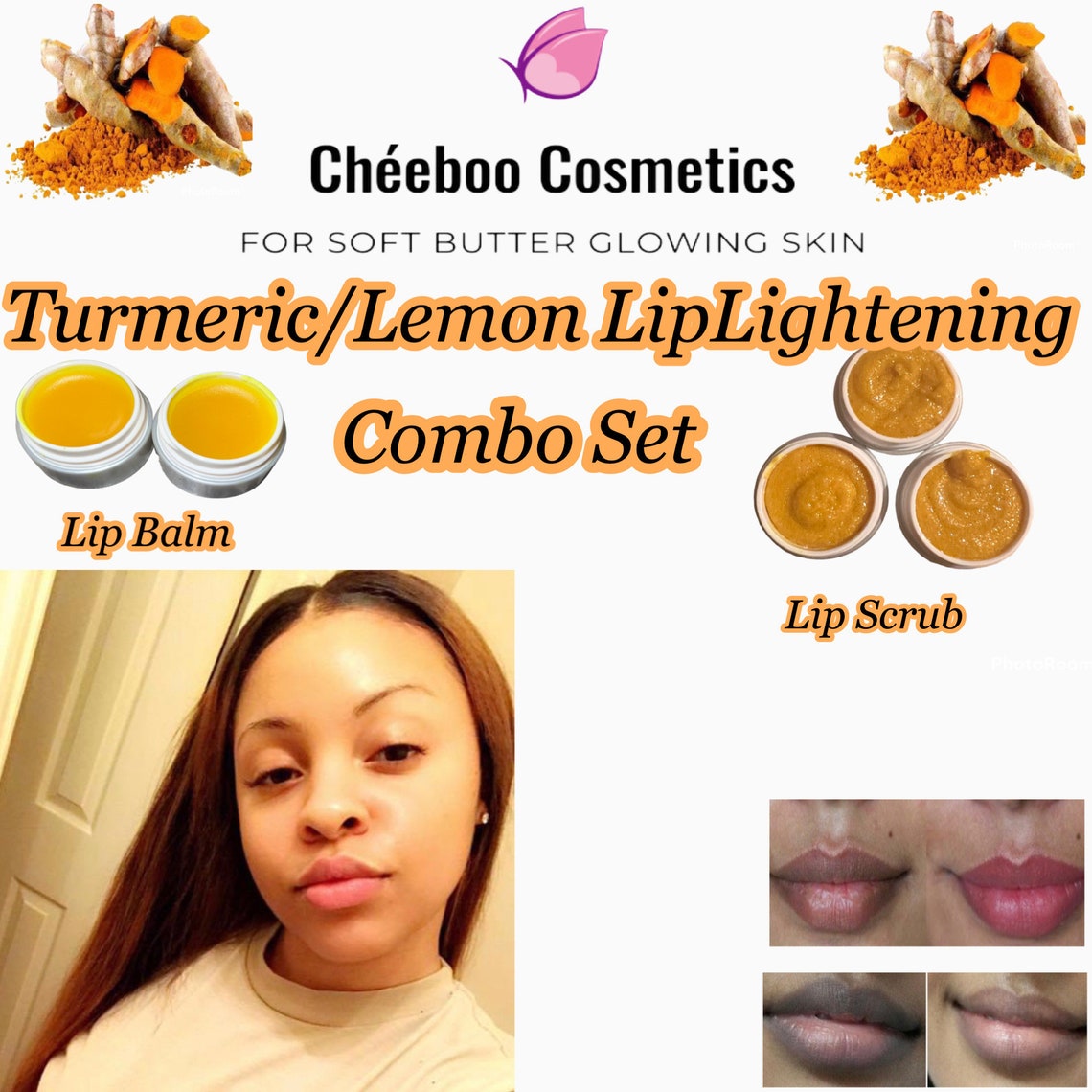 Turmeric Lip Lightening Set/lips Lightening Scrub/lips Scrub for Dark