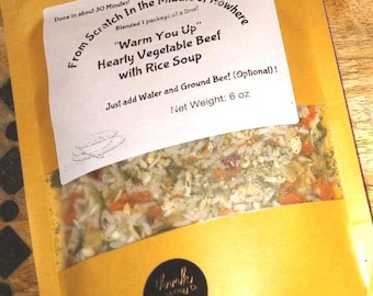 Mélange copieux pour soupe de riz et de boeuf aux légumes : fait maison, pour 2 pintes
