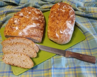 Mélange rustique pour pain au parmesan et à l'ail : fabriqué à la main, sans pétrissage