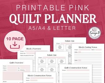 Printable Pink Quilt Planner: Sewing Project Organizer (A4, A5, Letter) (PDF Download)