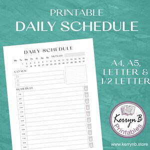 Horario diario minimalista imprimible, página del planificador en PDF de descarga instantánea día a página