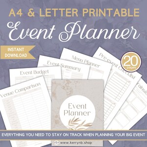 Event Planner Printable: 20 Page Leaf Design (A4/Letter PDF)