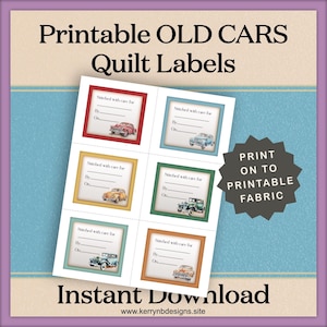 Afdrukbare quiltlabels voor oude auto's: stoffen vel Letter-formaat (pdf)