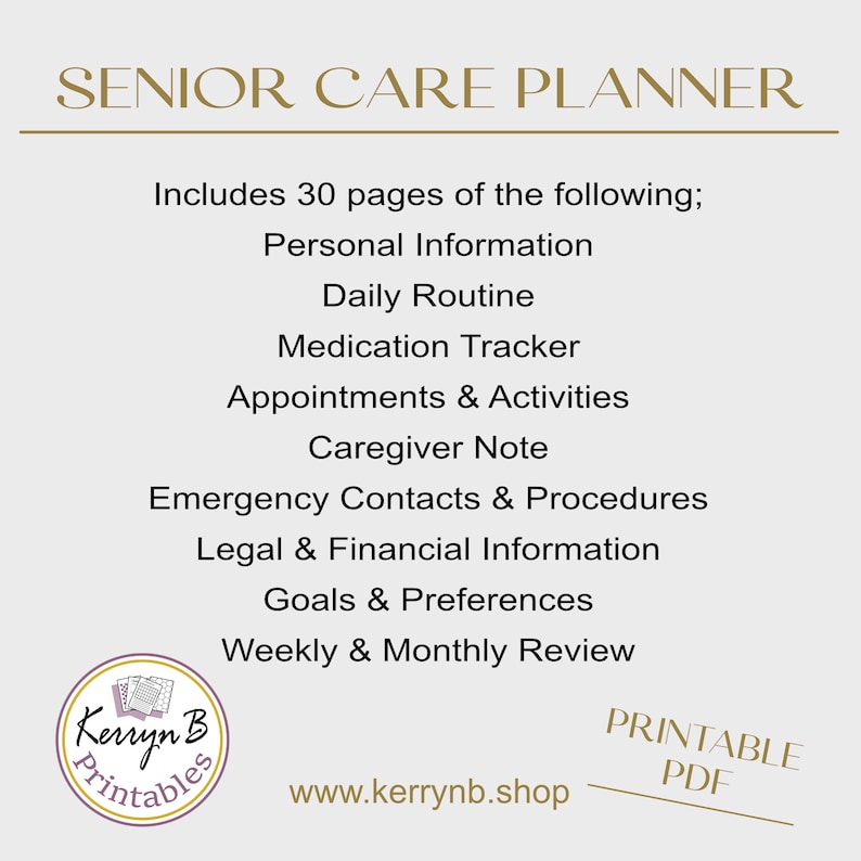 Senior Care Printable Planner, Medication & Activity Tracker With ...