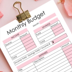 Pink Monthly Budget Printable: A4 Expense Tracker (PDF Planner)