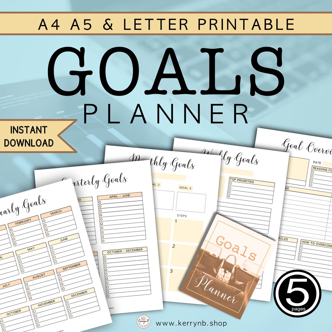 Goals Planner Printable A4 A5 & Letter for Setting and Achieving Your ...