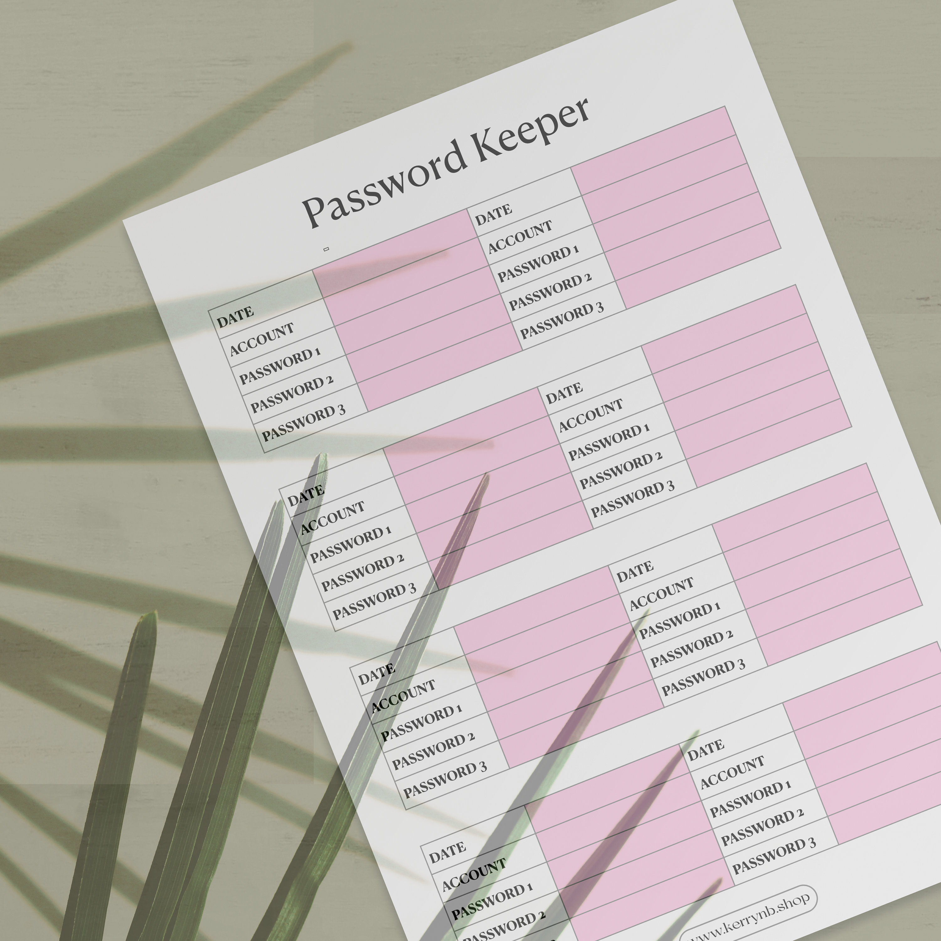 Pink Password Keeper Printable: Minimalist A4 PDF (instant Download) - Etsy