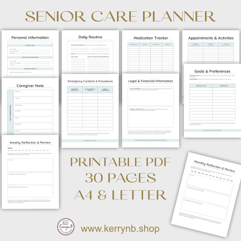 Senior Care Printable Planner, Medication & Activity Tracker With ...