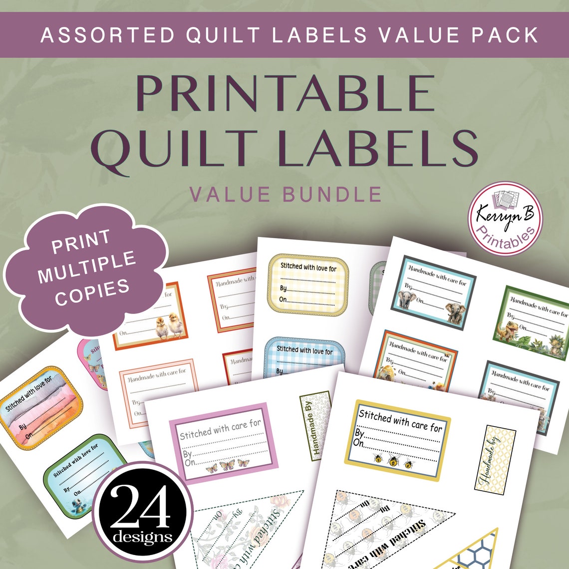 Printable Quilt Labels Bundle 24 Savers Value Pack Instant Download Pdf ...