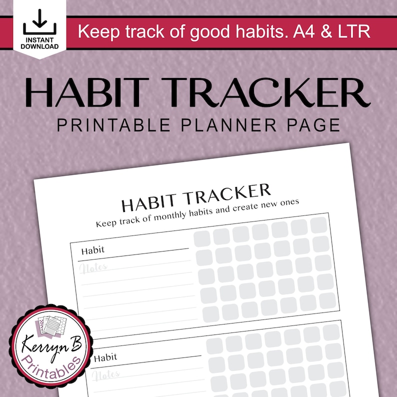 Habit Tracker Printable A4 & Letter Minimalist, Instant Download, Keep ...