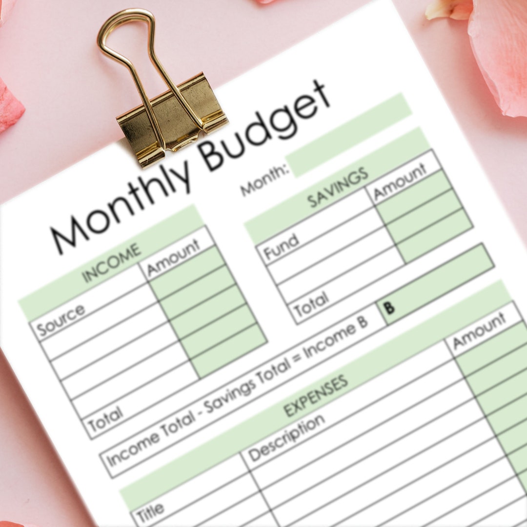 Mint Monthly Budget A4 Printable. Instant Download PDF Planner Page Etsy