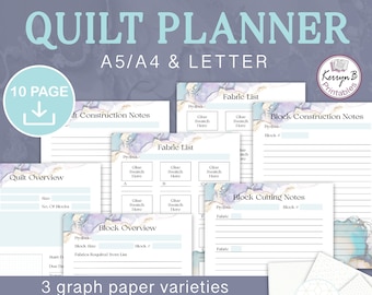 Watercolor Ink Splash Quilt Planner: Craft Sewing Organizer (PDF Download)