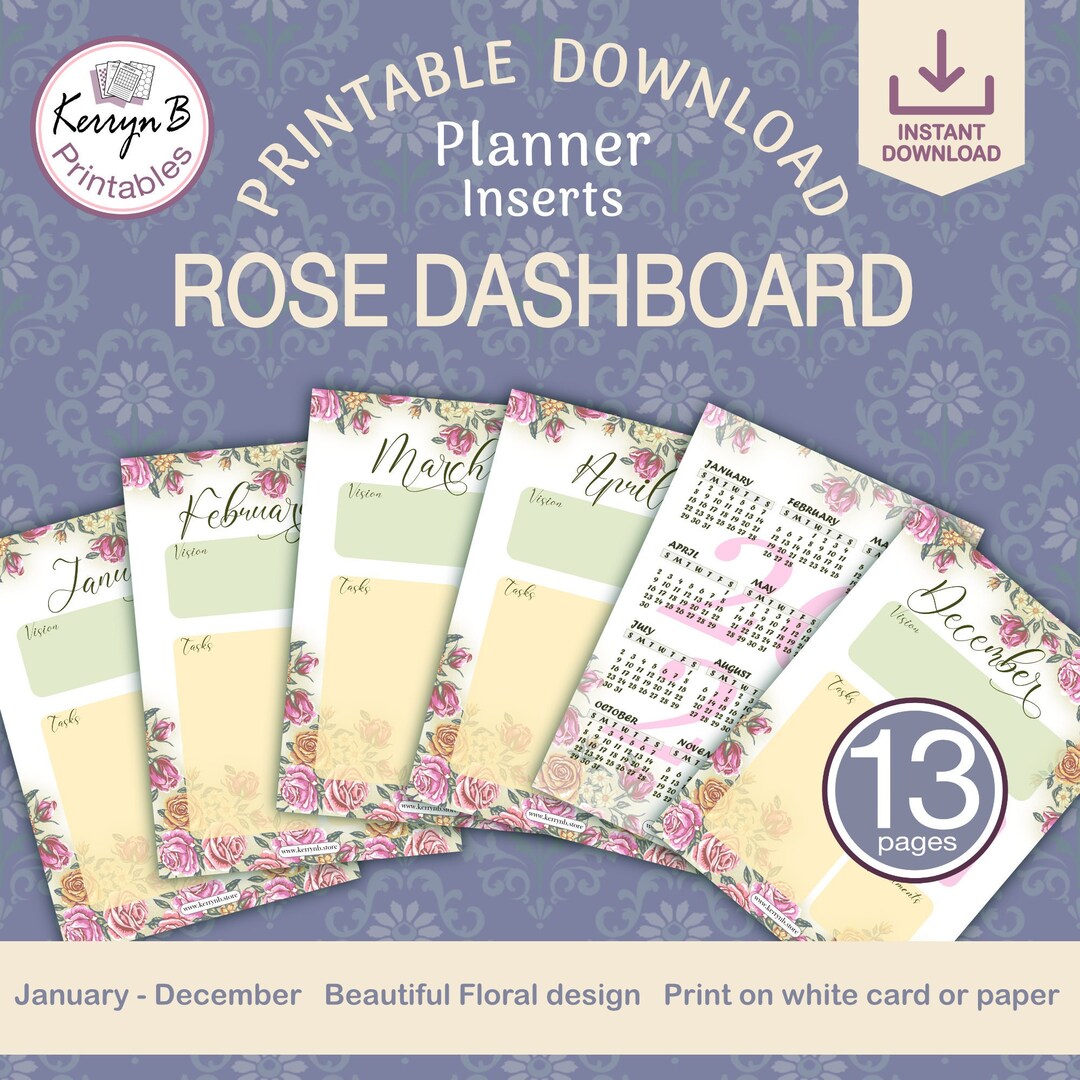 Rose Planner Dashboard A5 Printable PDF Instant Download - Etsy 日本