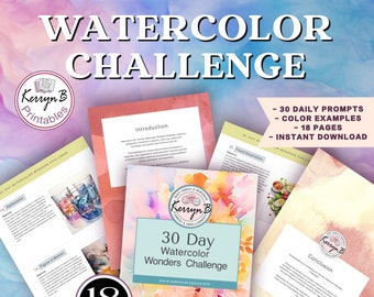 30 Day Watercolor Art Challenge Printable PDF Guide
