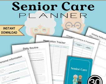 Senior Care Printable Planner, Medication & Activity Tracker with Emergency Contacts