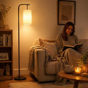Modern Floor Lamp with Remote Control, Dimmable LED Standing Lamp, Adjustable Color Temperature Light for Living Room Bedroom