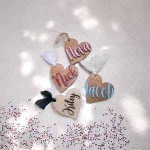 Personalized Valentine&#39;s Day Basket Tag: Engraved Wooden Heart