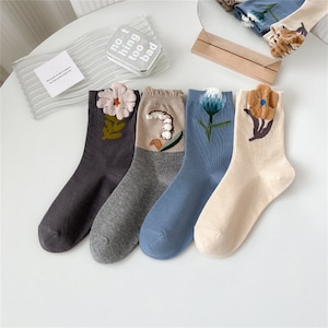 Vintage Floral Socks, Spring Socks, Socks for Women, Cute Socks, Cotton Socks, Summer Socks, Girly Socks, Casual Socks, Soft Socks