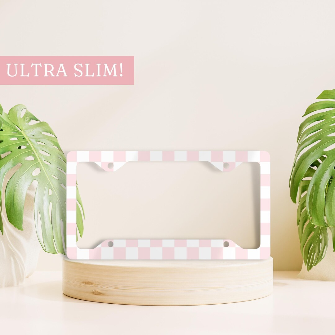 Pink Metal License Plate Frame, Cute License Plate Frame, Girls Vanity Plate Frame, License