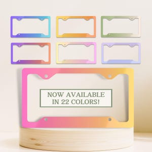 Colorful License Plate Frame, Cute License Plate Frame, License Plate Holder, Cute Car Accessories, Gradient Color Metal License Plate Frame