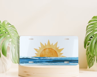 Sunshine License Plate, Watercolor License Plate, Sunset License Plate, Ocean Front License Plate, Vanity License Plate, Cute Car Accessory