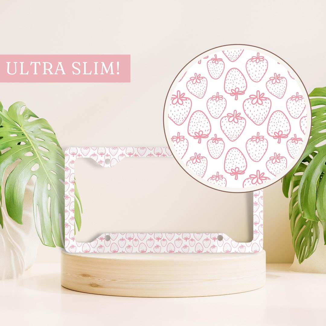 Pink License Plate Frame, Strawberry License Plate Frame, Cute License
