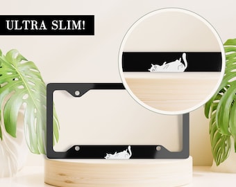 Cute Cat License Plate Frame, Cat Lover Gift, Cat License Plate Holder, Black License Plate Cover, Cute Car Accessory, Kitten Accessory