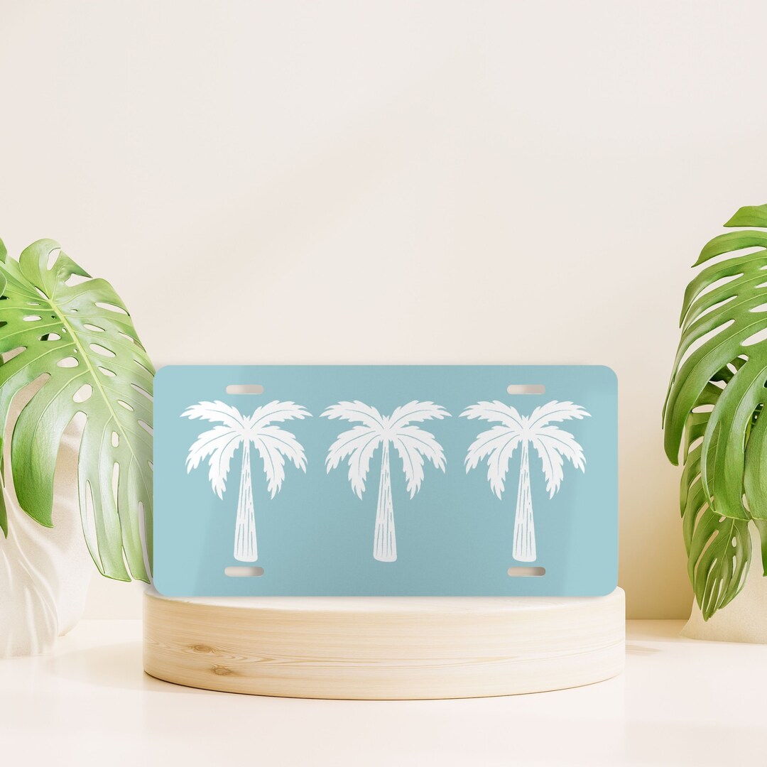 Palm Tree License Plate, Blue Front License Plate, Coastal License
