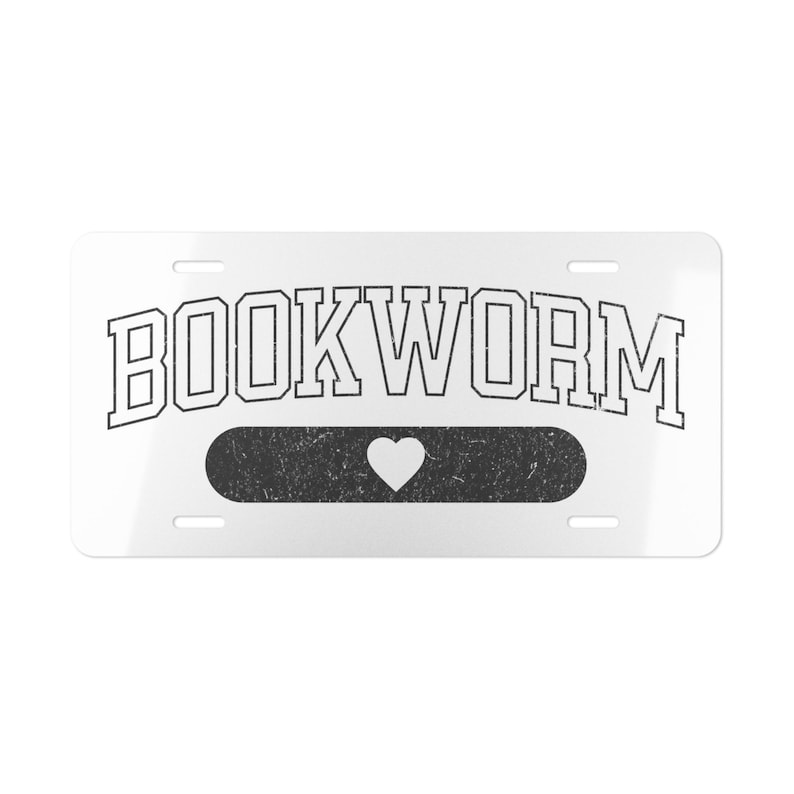 Bookworm License Plate, Retro License Plate, Reading Gift Idea, Book Lover License Plate, Cute Car Accessory, Front License Plate, Book Gift image 4