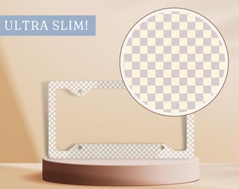 Grey Metal License Plate Frame, Checkered License Plate Frame, Cute License Plate Holder, Neutral License Plate Frame, Car Accessory