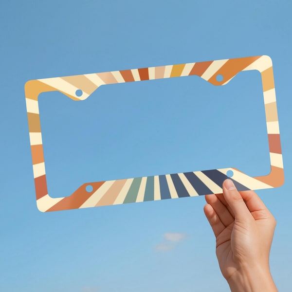 Retro License Plate Frame, Sunshine License Plate Frame, Cute Car Accessory, License Plate Cover, Coastal License Plate Holder, Gift Idea