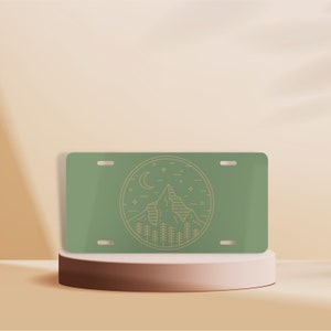 Mountain License Plate, Boho License Plate, Mountain Scape License Plate, Cute License Plate, Vanity License Plate, Green License Plate
