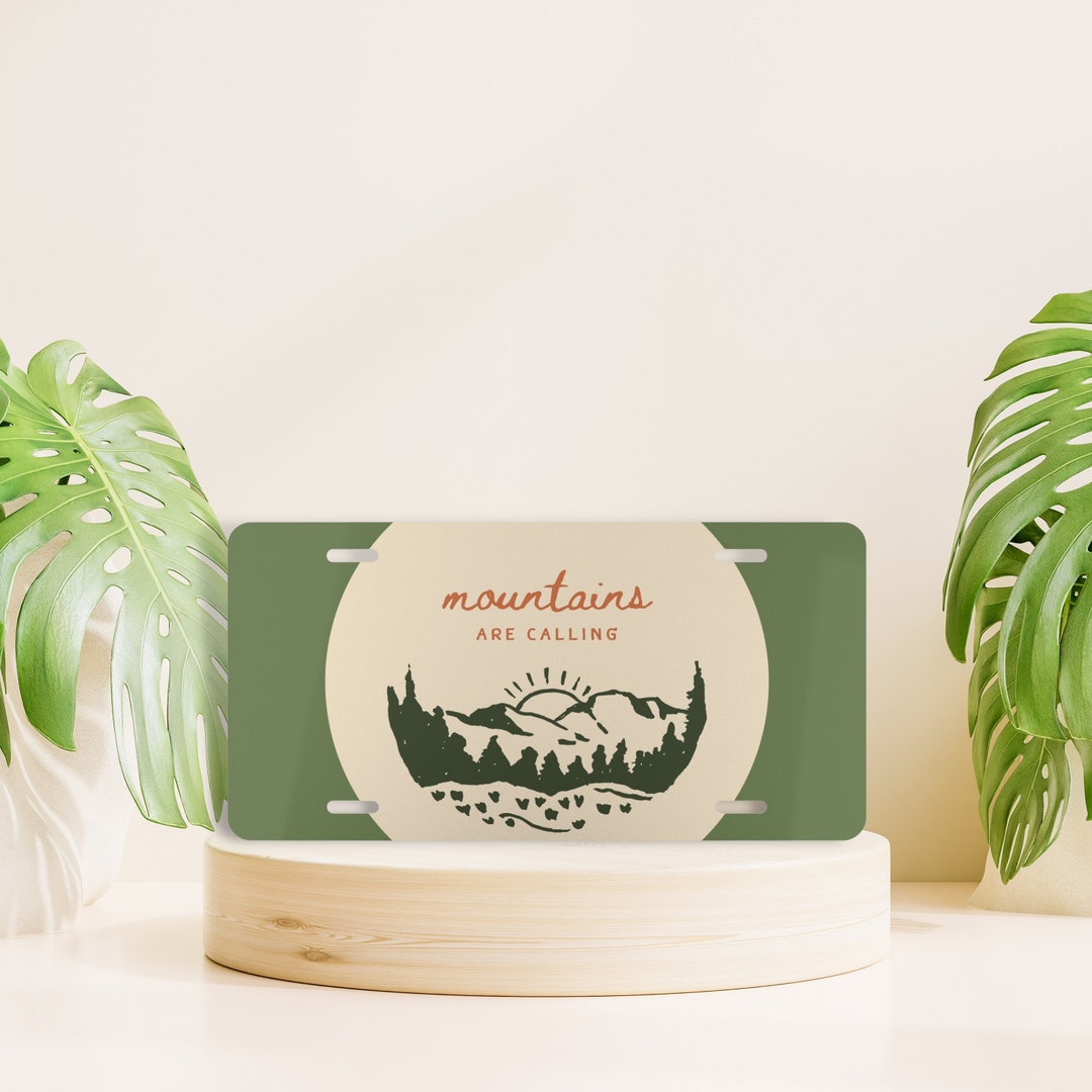 Mountain License Plate, Mountains Are Calling Front License Plate, Vanity License Plate, Camping