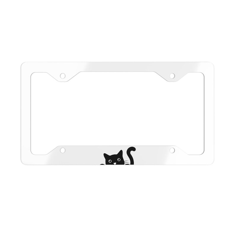 Cat License Plate Frame, Cute Car Accessory, Kitten License Plate, White License Plate Cover, Cat License Plate Holder, Cat Lover Gift image 4