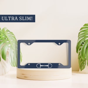 Navy Equestrian License Plate Frame, Snaffle Bit License Plate Frame, D-ring Bit Accessory, Equestrian License Plate Holder, Car Accessory