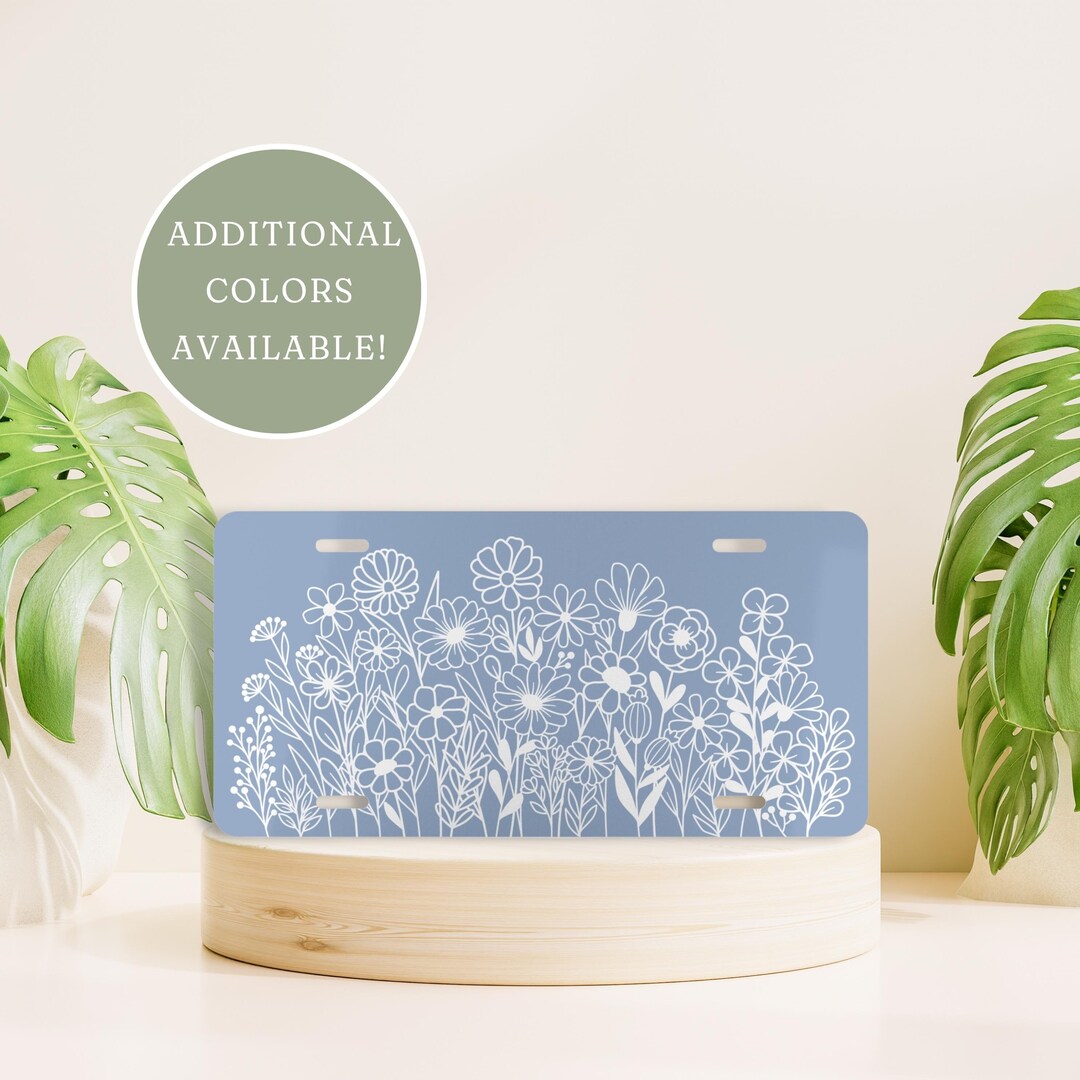 Wildflower License Plate, Flower Vanity License Plate, Floral Front