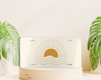 Sunshine License Plate, Coastal Front License Plate, Boho Vanity License Plate, Cute Car Accessory, Surfing Gift, Beach Life Gift
