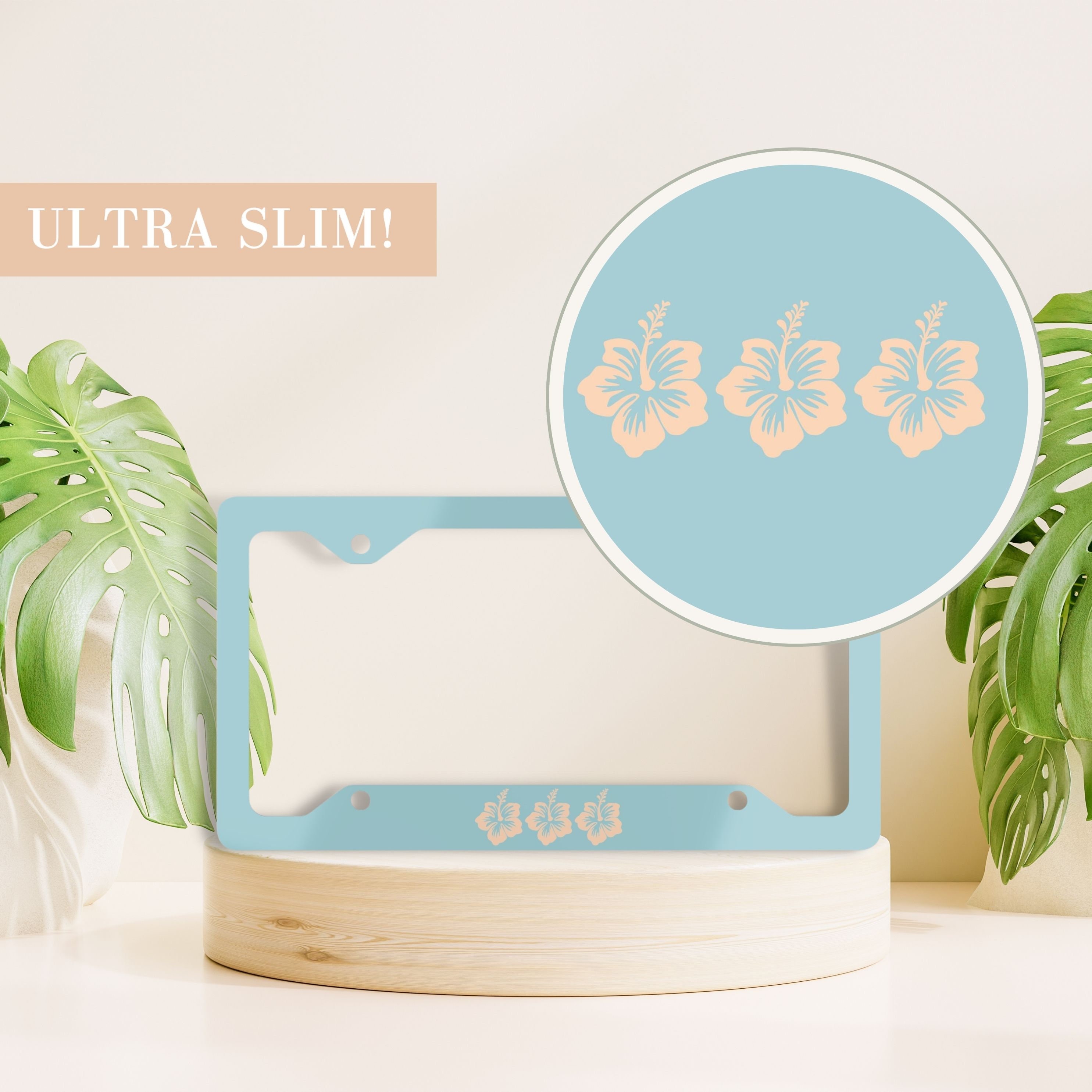Blue Hibiscus Flower License Plate Frame, Tropical Flower License Plate Cover, Coastal License Plate Holder, Cute Car Accessory