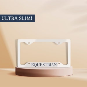 Equestrian License Plate Frame, White License Plate Frame, Horse Accessory, Cute License Plate Holder, Trendy License Plate Cover