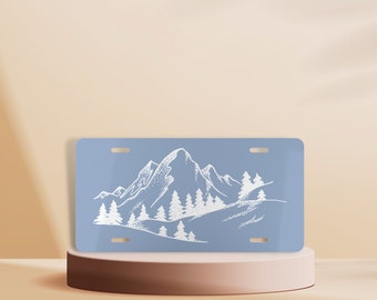 Mountain License Plate, Blue License Plate, Outdoors Vanity License Plate, Camping License Plate