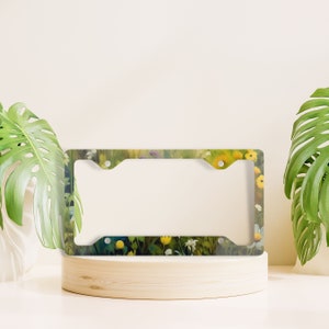 Wildflower License Plate Frame, Cottage Core License Plate Frame, Floral License Plate Holder, Cute License Plate Cover, Flower Car Decor
