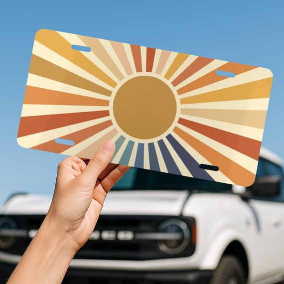 Retro Sunshine Front License Plate, Boho Car Decor