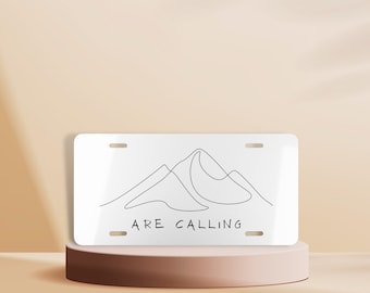 Mountains Are Calling License Plate, Minimal Front License Plate, Camping Vanity License Plate, Mountain License Plate