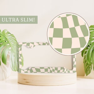 Green Retro License Plate Frame, Checkered License Plate Holder, Green License Plate Cover, Trendy License Plate Cover, Cute Car Accessory