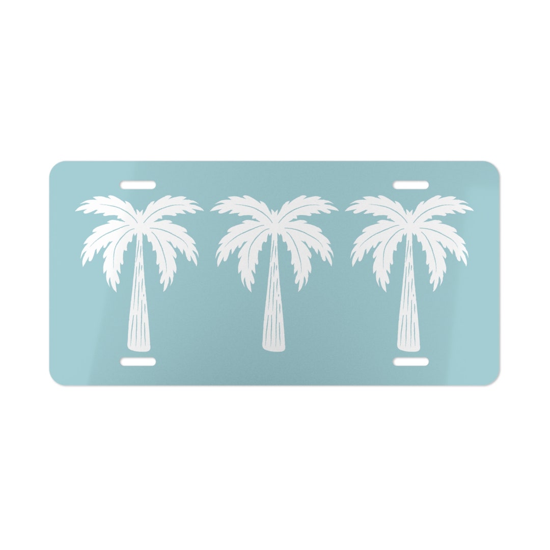 Palm Tree License Plate Blue Front License Plate Coastal Etsy