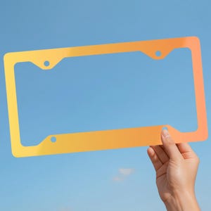 Orange Ombre Aluminum License Plate Frame, Happy Car Accessory