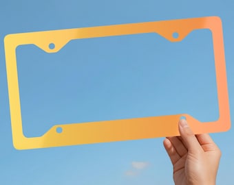Orange Ombre Aluminum License Plate Frame, Happy Car Accessory