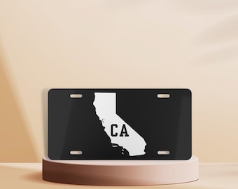 California License Plate, Black Front License Plate, California Decor, Cute Car Accessory, Modern Vanity License Plate, State License Plate