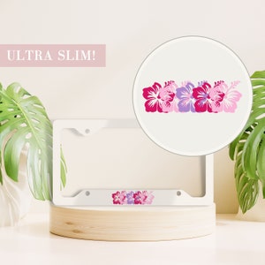 Hibiscus Flower License Plate Frame, Pink Flower License Plate Cover, Tropical Car Accessory, Beach License Plate Holder, Cute Car Accessory